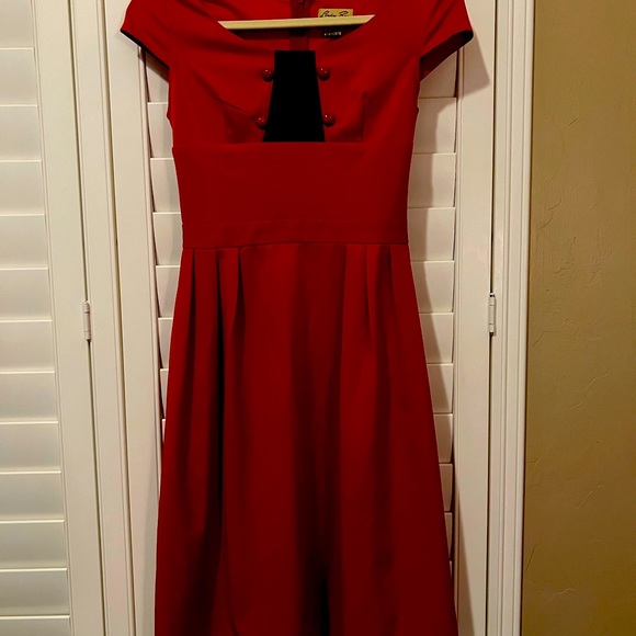 Vintage Retro Lindy Bop Pin Up Style Red Dress ( XS ) - Red Dress - Picture 2 of 3